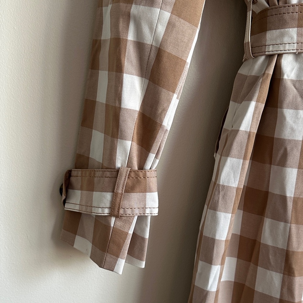 Ann Taylor Tan and White Checkered Trench Coat - Picture 11 of 12